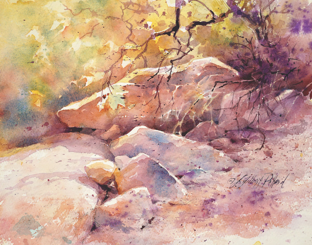 Sedona Reds by Julie Gilbert Pollard | How to Paint Rocks in Watercolor